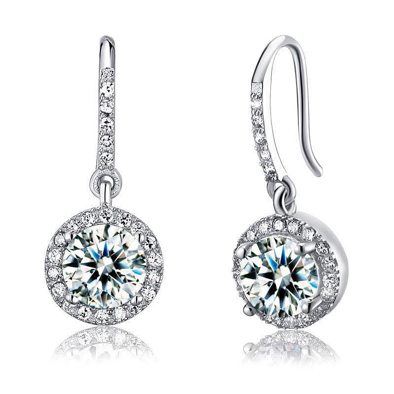 1.5 Carat Created Diamond Dangle Earrings