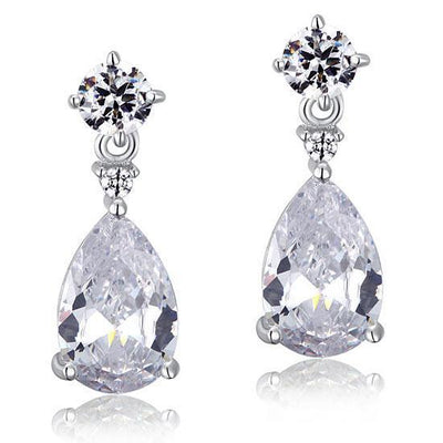 3 Carat Pear Cut Created Diamond Dangle Earrings