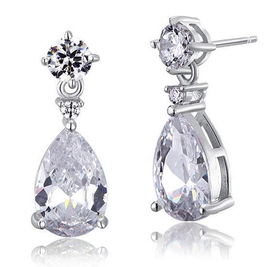 3 Carat Pear Cut Created Diamond Dangle Earrings