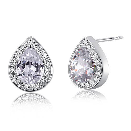 1 Carat Pear Cut Created Diamond Stud Earrings