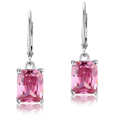 4 Carat Pink Created Sapphire Dangle Earrings