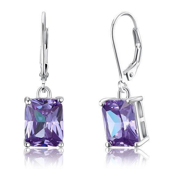 4 Carat Purple Created Sapphire Dangle Earrings
