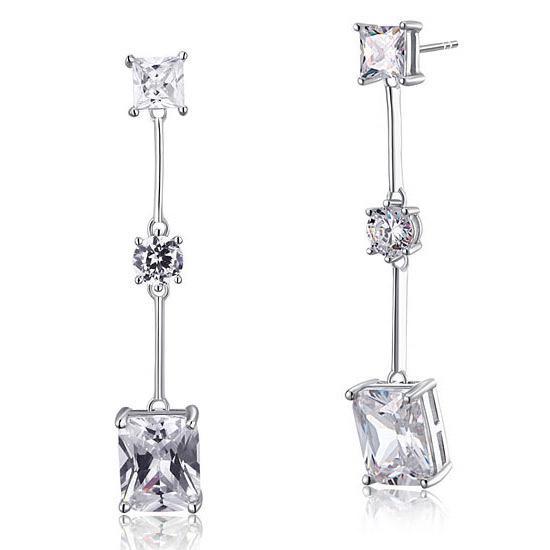 4 Carat Emerald Cut Created Diamond Dangle Earrings