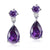 3 Carat Pear Cut Created Purple Sapphire Dangle Earrings