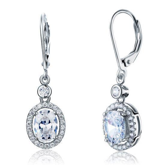1.5 Carat Oval Cut Created Diamond Dangle Earrings