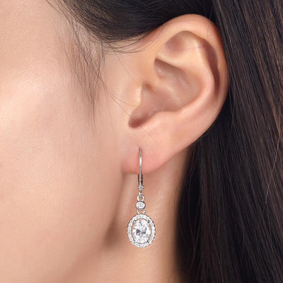 1.5 Carat Oval Cut Created Diamond Dangle Earrings
