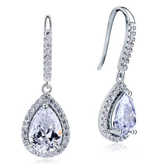 2 Carat Created Pear Cut Diamond Dangle Drop Earrings
