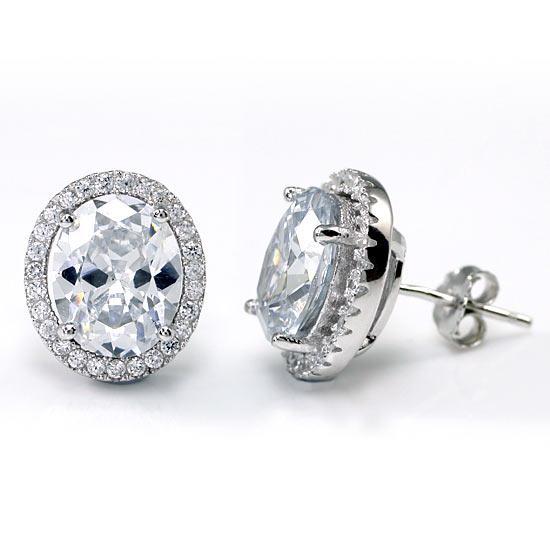 3 Carat Oval Cut Created Diamond Stud Earrings