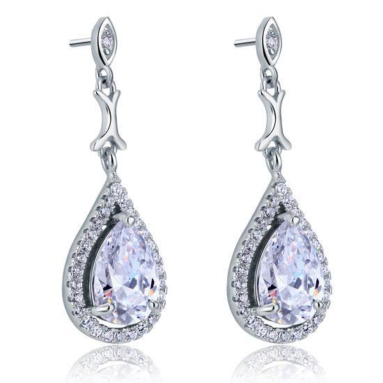 Pear Cut Created Diamond Vintage Dangle Earrings