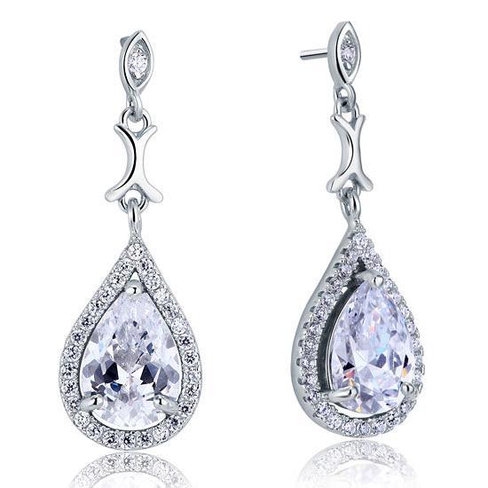 Pear Cut Created Diamond Vintage Dangle Earrings