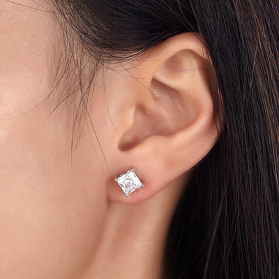1 Carat Princess Cut Created Diamond Stud Earrings