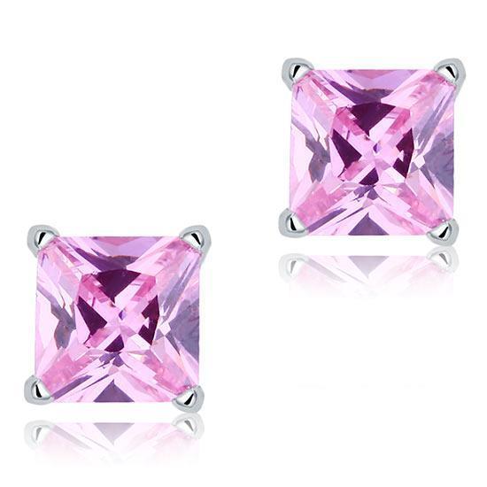 1 Carat Pink Created Diamond Stud Earrings