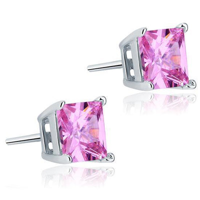 1 Carat Pink Created Diamond Stud Earrings