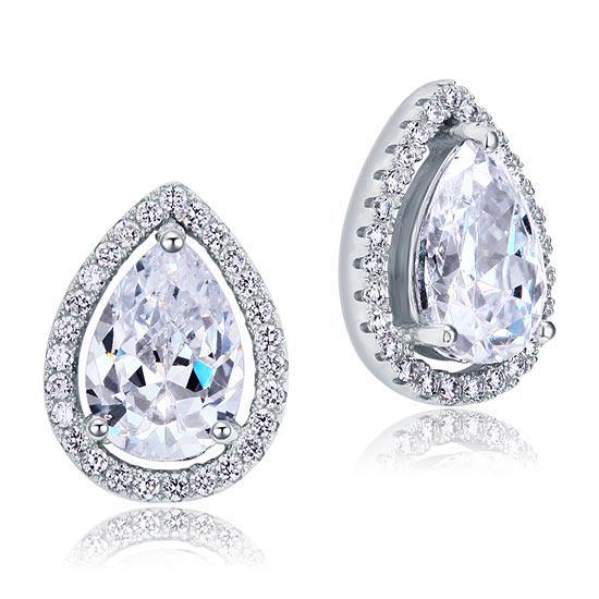 4 Carat Pear Cut Created Diamond Stud Earrings