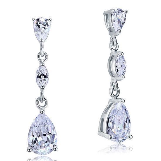 2 Carat Created Pear Cut Diamond Dangle Drop Earrings