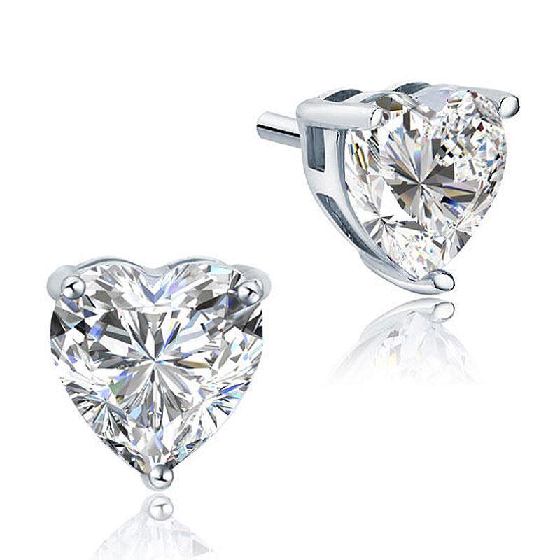 4 Carat Heart Cut Created Diamond Stud Earrings