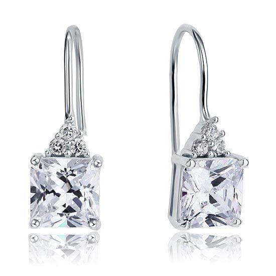2 Carat Princess Cut Created Diamond Dangle Drop Earrings