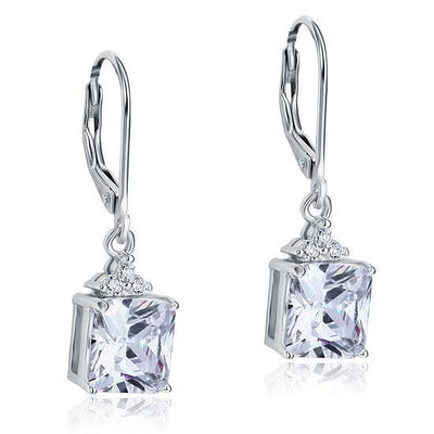 2 Carat Princess Cut Created Diamond Dangle Drop Earrings