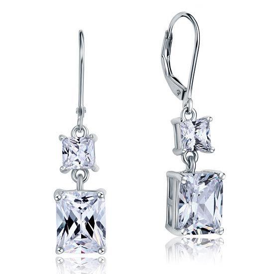 8 Carat Princess Cut Created Diamond Dangle Drop Earrings