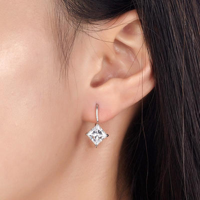 1.5 Carat Princess Cut Created Diamond Dangle Drop Earrings