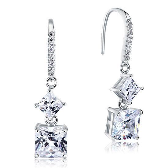 2 Carat Princess Cut Created Diamond Dangle Drop Earrings