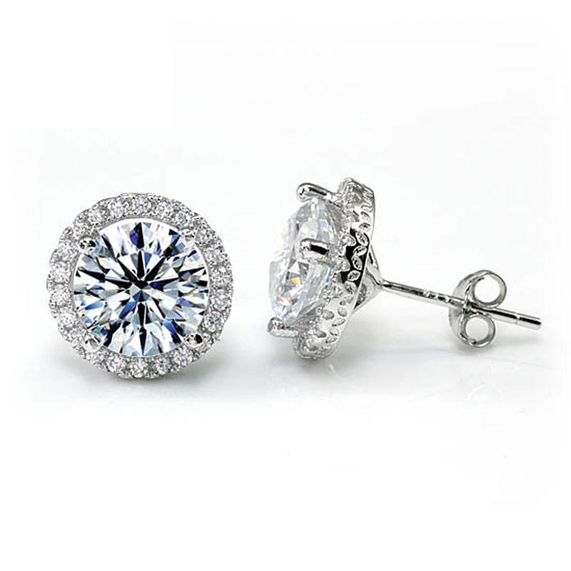 2 Carat Round Cut Created Diamond Halo Stud Earrings