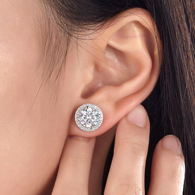 2 Carat Round Cut Created Diamond Halo Stud Earrings