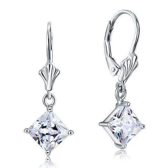 1.5 Carat Princess Cut Created Diamond Dangle Drop Earrings