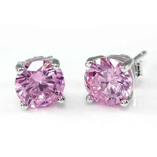 1 Carat Pink Created Sapphire Stud Earrings
