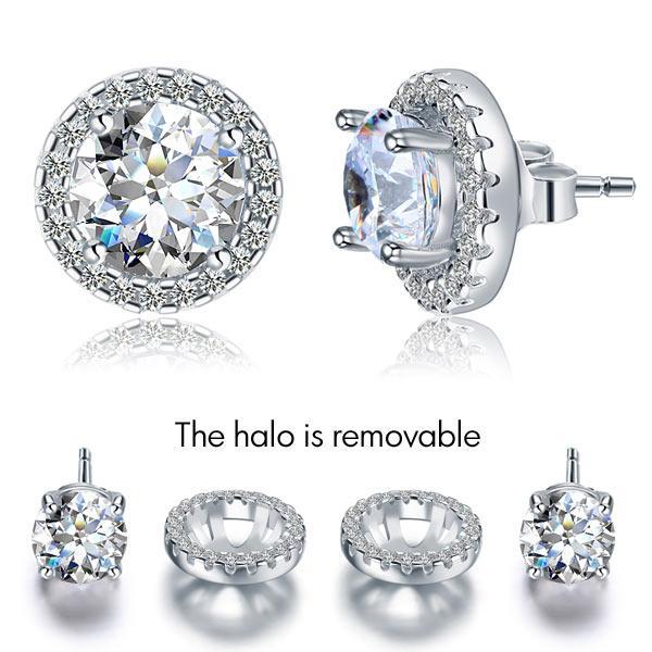 2.5 Carat Halo (Removable) Stud Earrings Jewelry