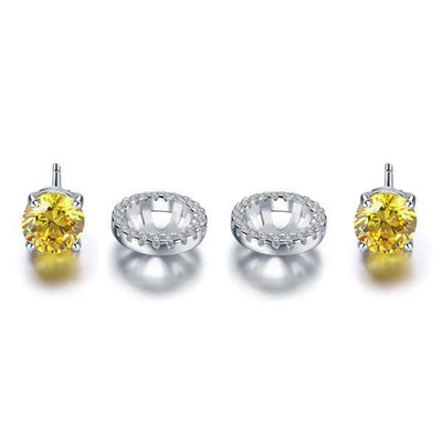 2.5 Carat Round Fancy Yellow Halo (Removable) Stud Earrings