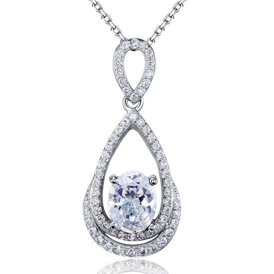 2 Carat Oval Cut Created Diamond Pendant Necklace