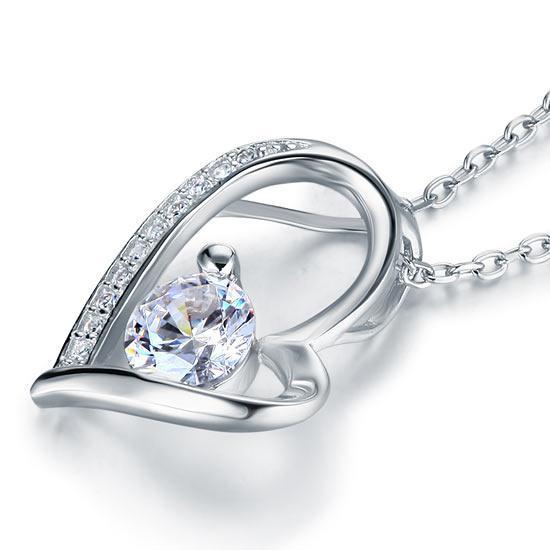 1 Carat Created Diamond Heart Pendant Necklace