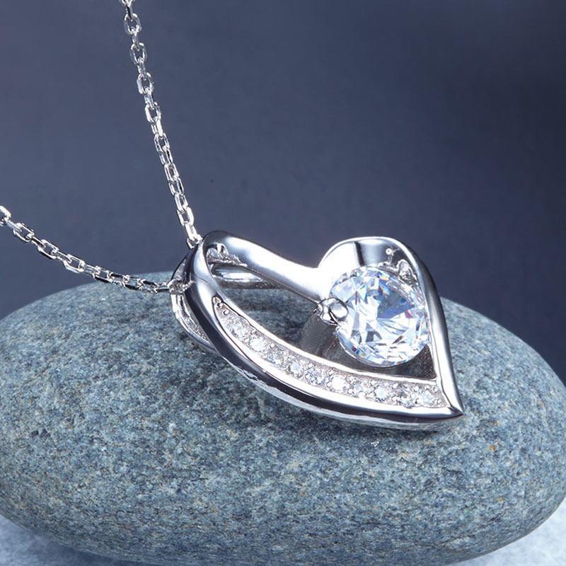 1 Carat Created Diamond Heart Pendant Necklace EllaPhase