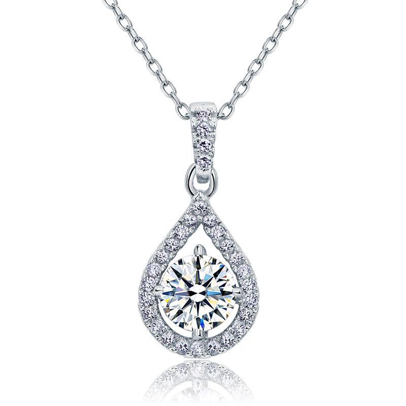 1 Carat Round Cut Created Diamond Bridal Pendant Necklace