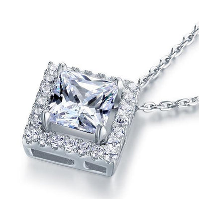 1.5 Carat Princess Cut Created Diamond Pendant Necklace
