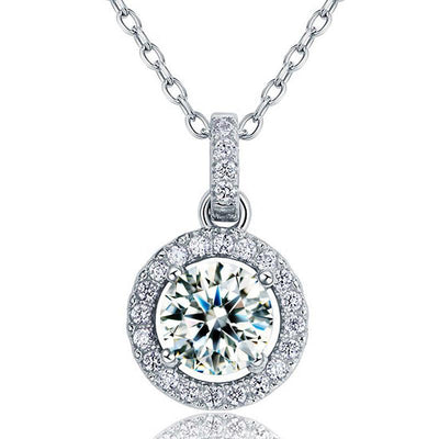 1 Carat Round Cut Created Diamond Pendant Necklace