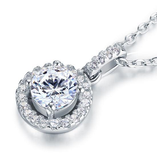 1 Carat Round Cut Created Diamond Pendant Necklace
