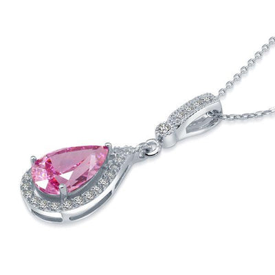 Pink Tear Drop Pendant Necklace