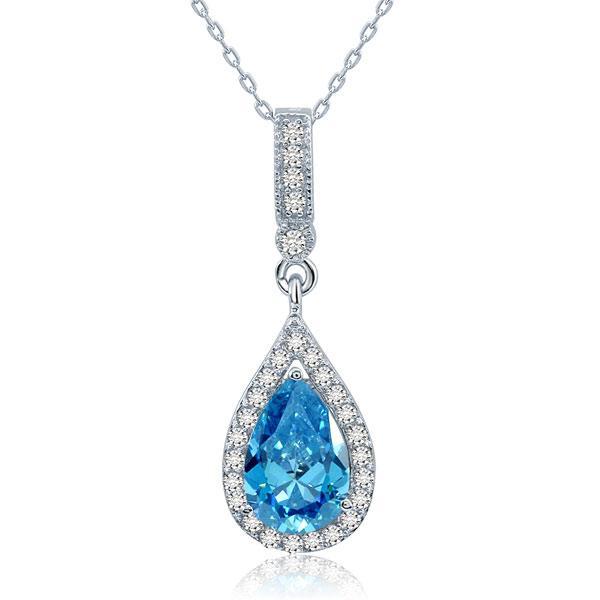 Blue Pendant Tear Drop Necklace