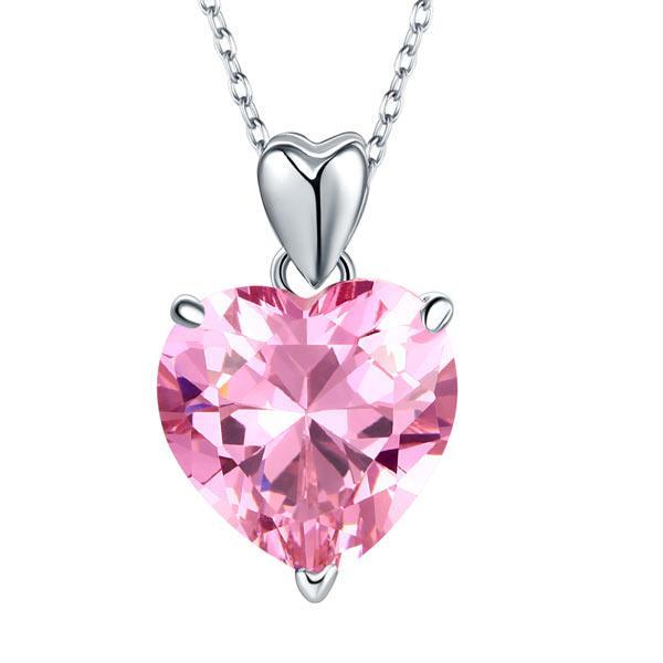 5 Carat Pink Heart Pendant Necklace