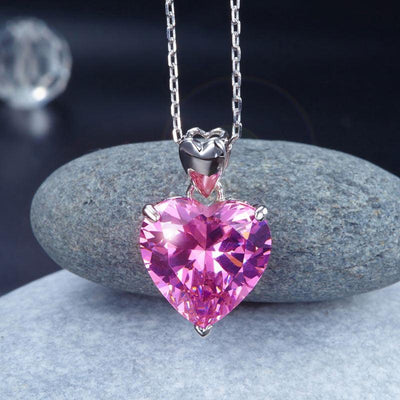 5 Carat Pink Heart Pendant Necklace