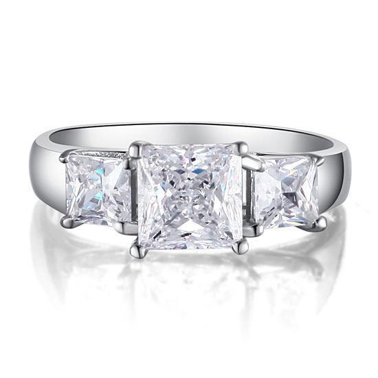 1.5 Carat 3-Stones Created Diamond Ring