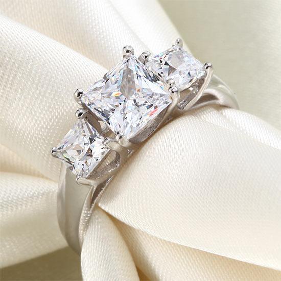 1.5 Carat 3-Stones Created Diamond Ring