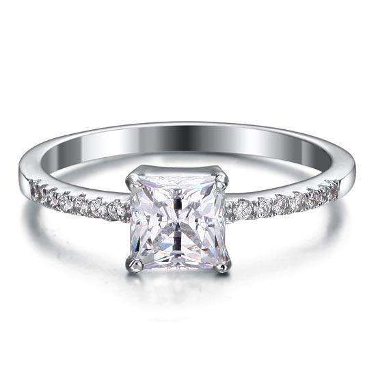 1 Carat Princess Created Diamond Ring