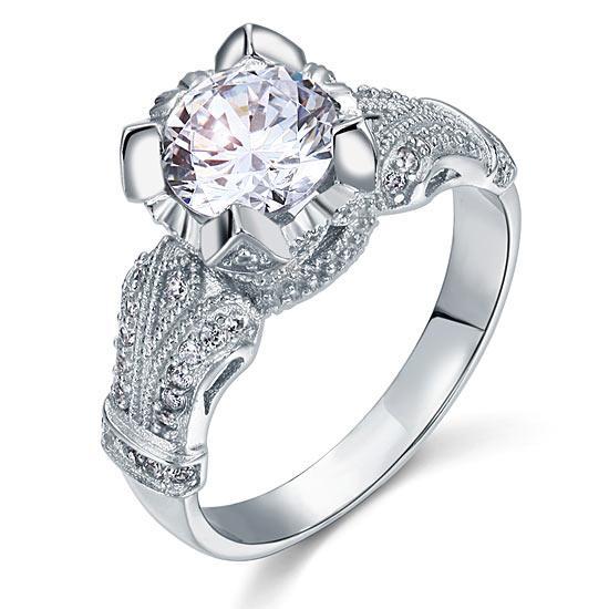 Victorian Style 2 Carat Created Diamond Ring