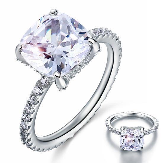 5 Carat Cushion Cut Created Diamond Ring