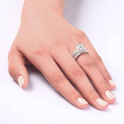 Vintage Style Solitaire 1.25 Ct Created Diamond 2-Pc Ring Set
