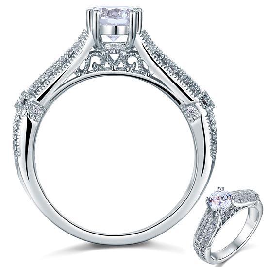 Vintage Style 1 Carat Created Diamond Ring