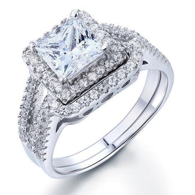 1.5 Carat Princess Created Diamond Ring Set